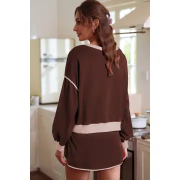 Pullover and Lace-Up Skirt Set
