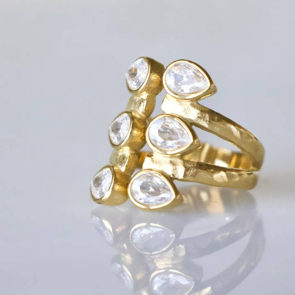 CZ Droplet Cuff Ring