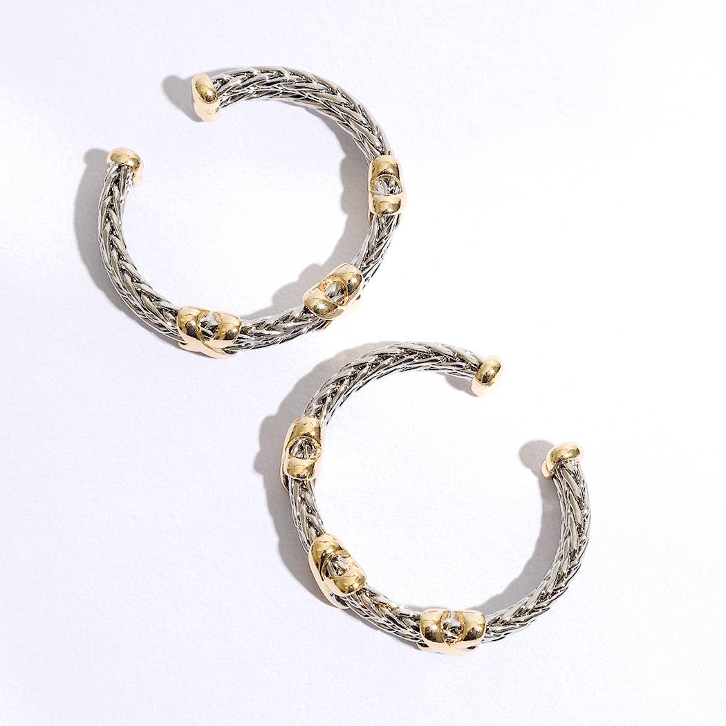 Braided Two Toned Bangle Bracelet
