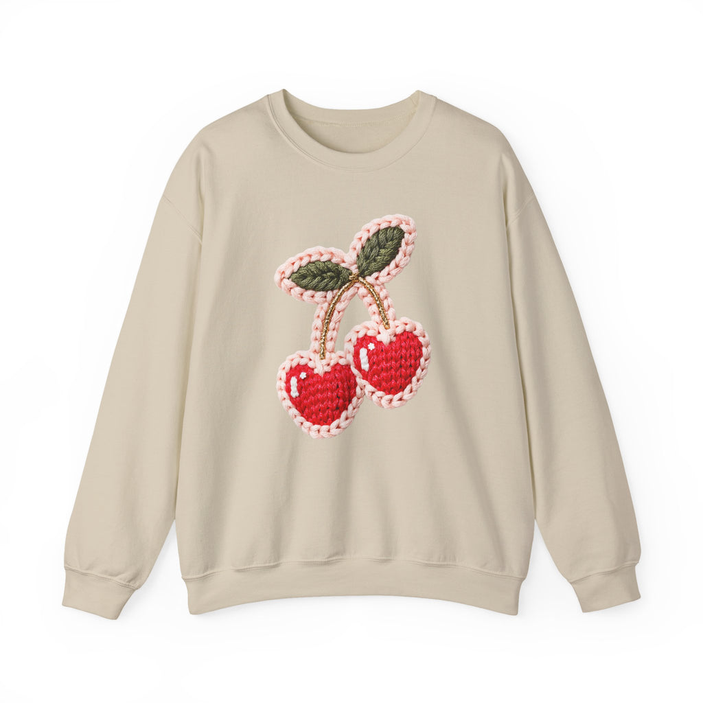 Valentine's Cherry Yarn Crewneck Sweatshirt