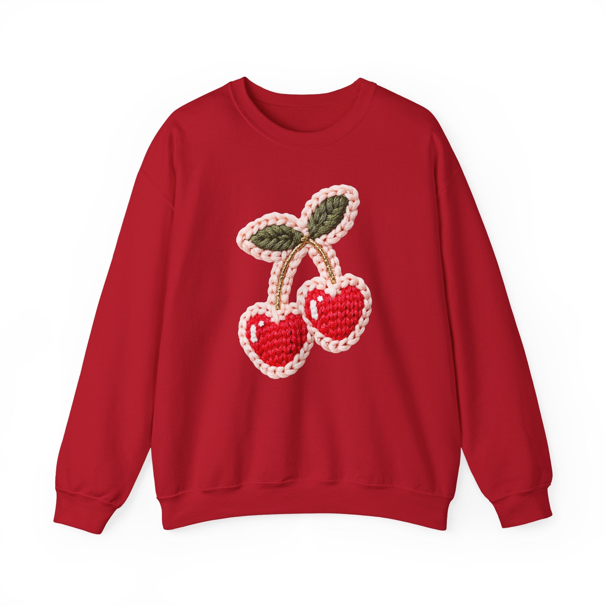 Valentine's Cherry Yarn Crewneck Sweatshirt