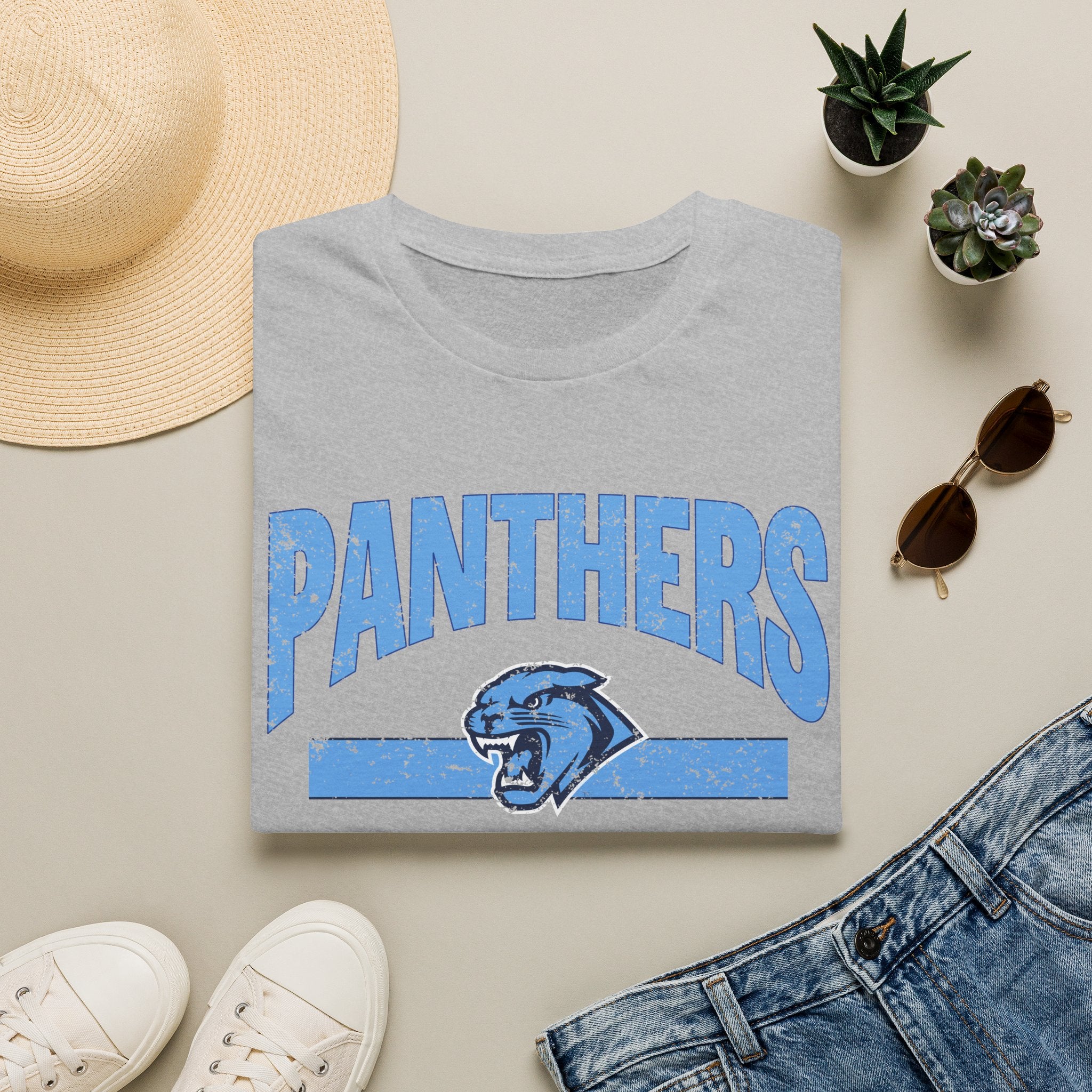 Panthers Vintage Distressed Tee — School Mascot Graphic T-Shirt