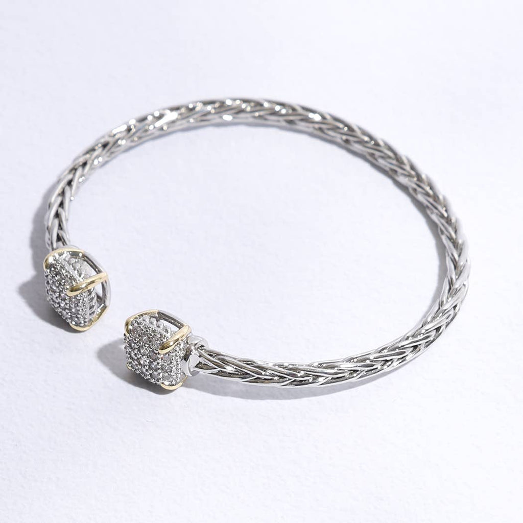 Ponytail Square Pave CZ Bangle Bracelet