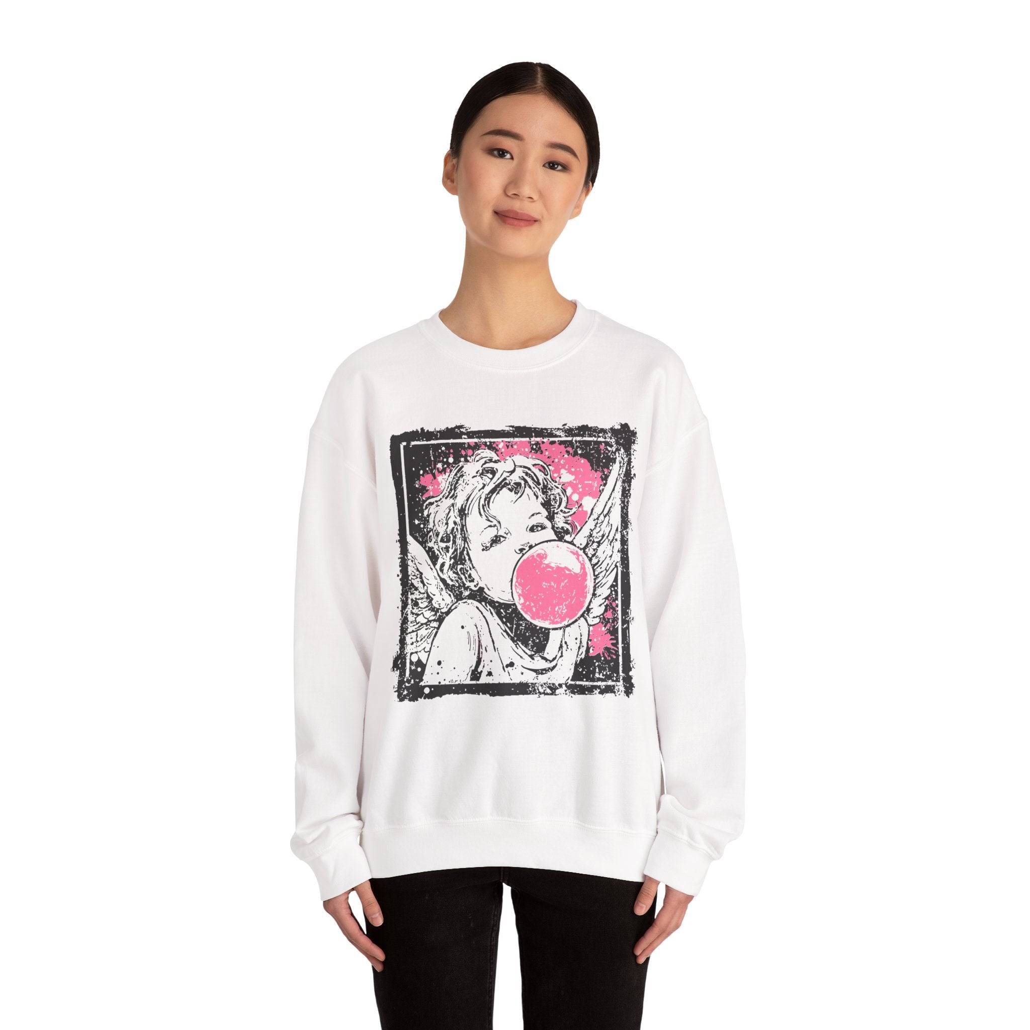 Bubble Gum Cupid Crewneck Sweatshirt — Valentine’s Cute Cupid Graphic