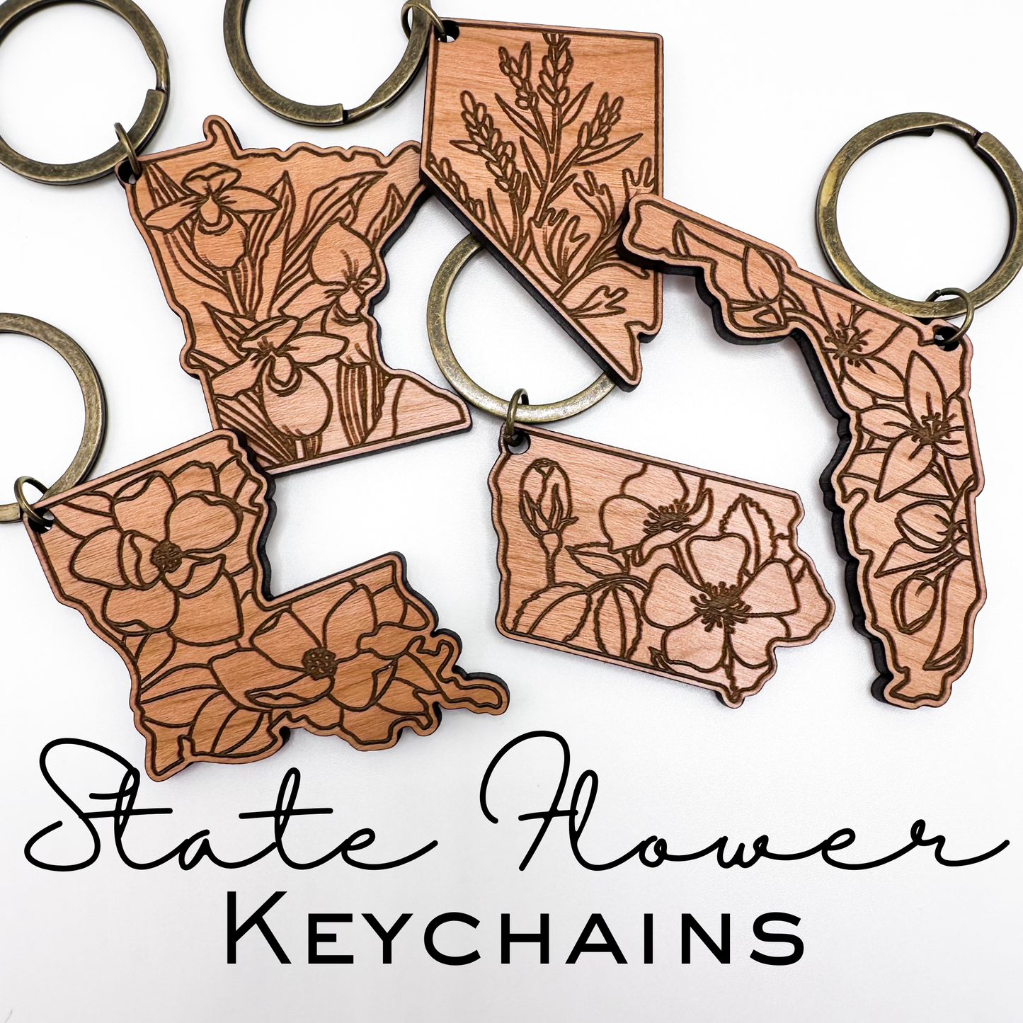 State Flower Keychains