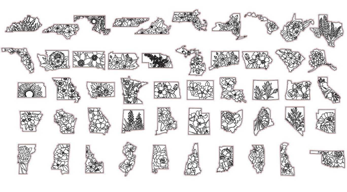 State Flower Keychains