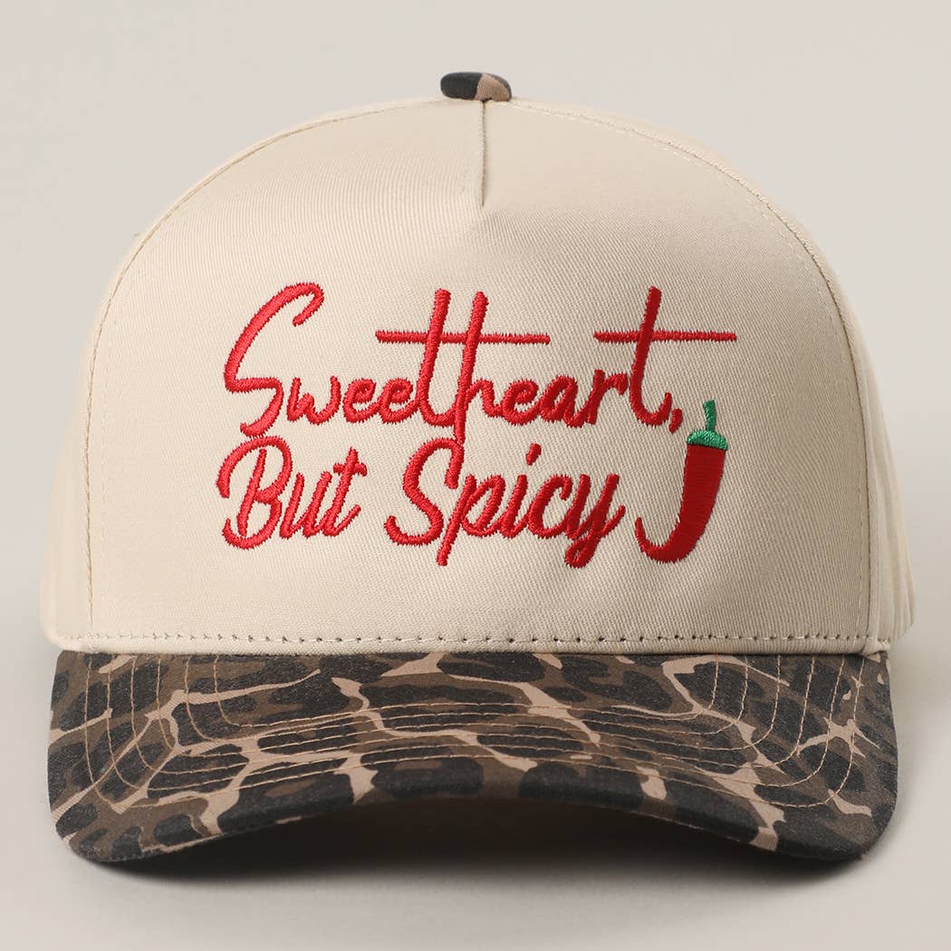 Sweetheart, But Spicy Embroidery Two-Tone Trucker Hat