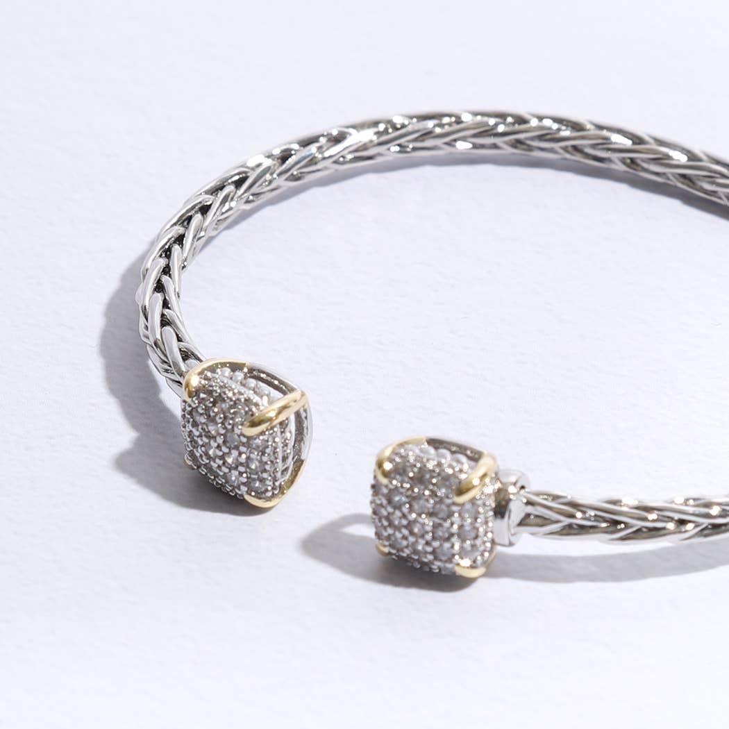 Ponytail Square Pave CZ Bangle Bracelet