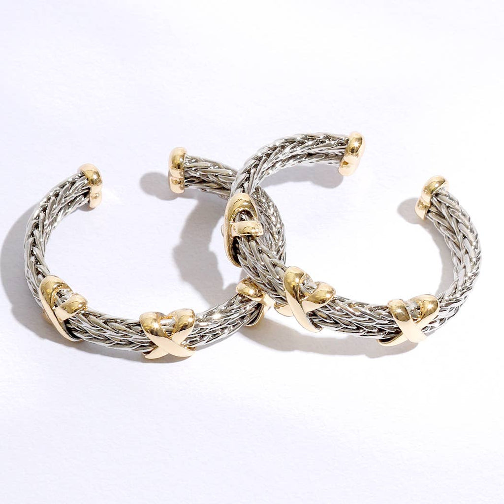 Braided Two Toned Bangle Bracelet