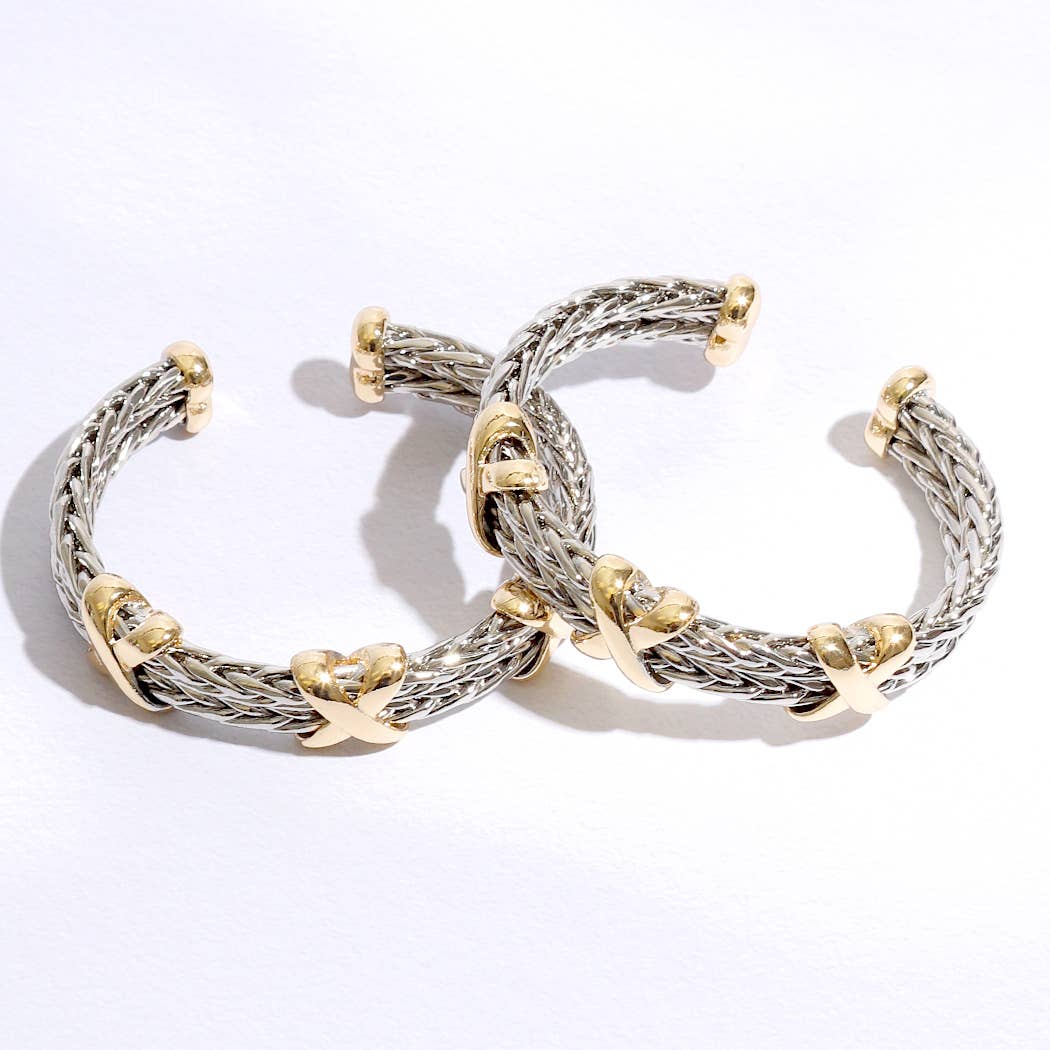 Braided Two Toned Bangle Bracelet