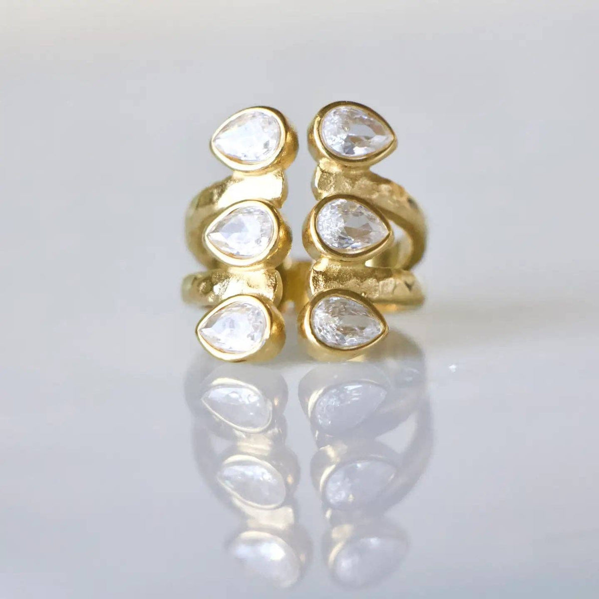 CZ Droplet Cuff Ring