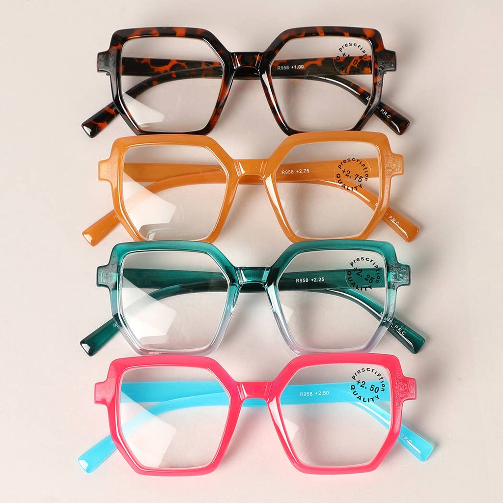 Hexagon Two-Toned Reading Glasses