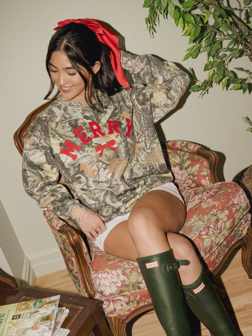 Merry Bow Holiday Christmas Camo Sweatshirt
