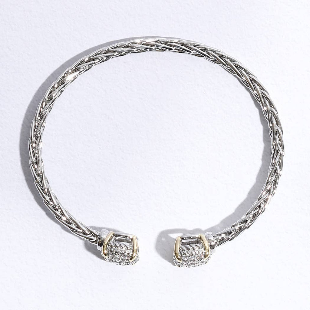 Ponytail Square Pave CZ Bangle Bracelet
