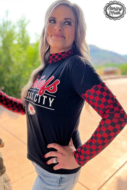 Red & Black checkered mesh top