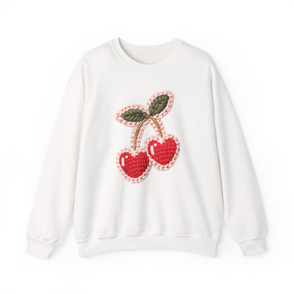 Valentine's Cherry Yarn Crewneck Sweatshirt