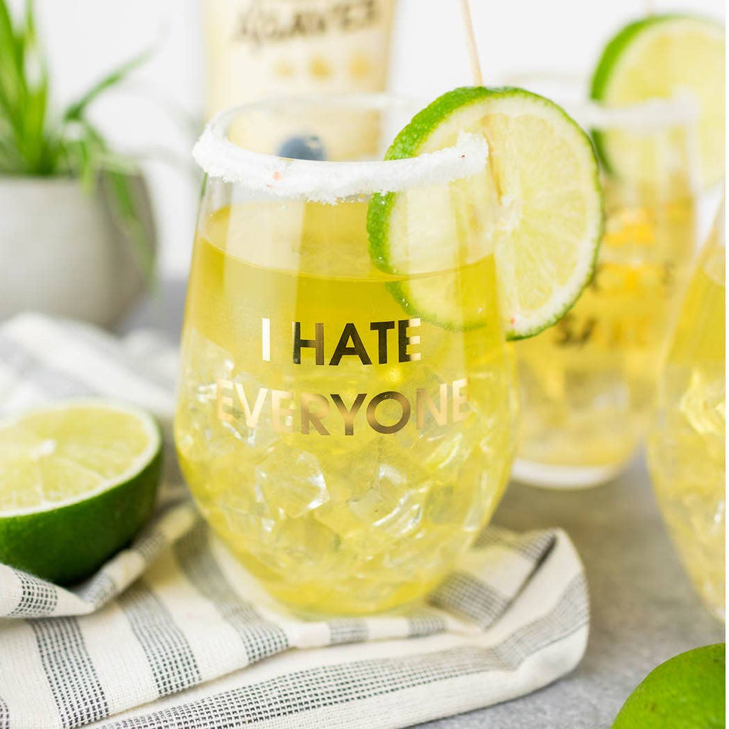 I Hate Everyone - Gold Foil Stemless Wine Glass