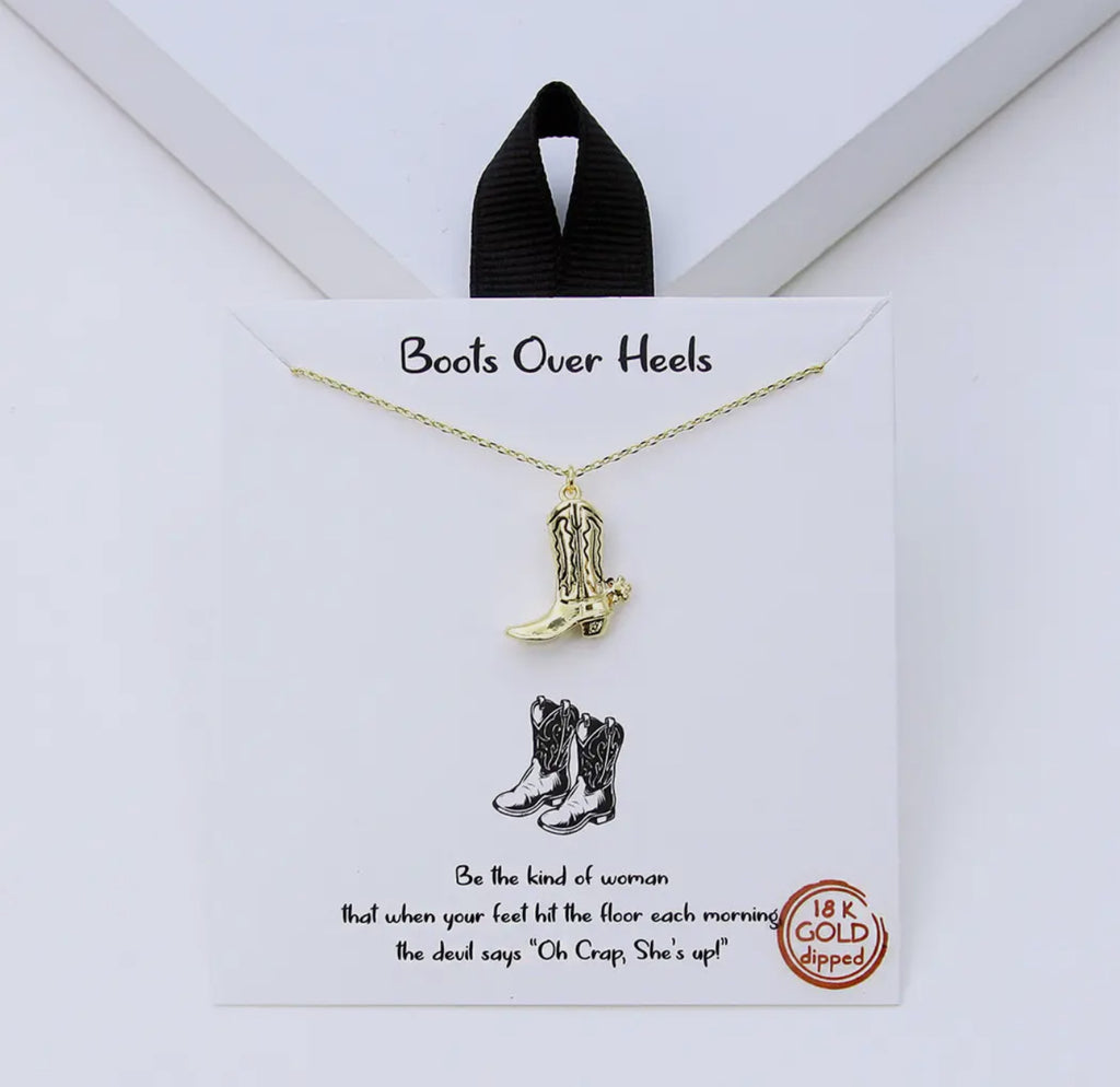 Gold-Dipped Boot Pendant Necklace