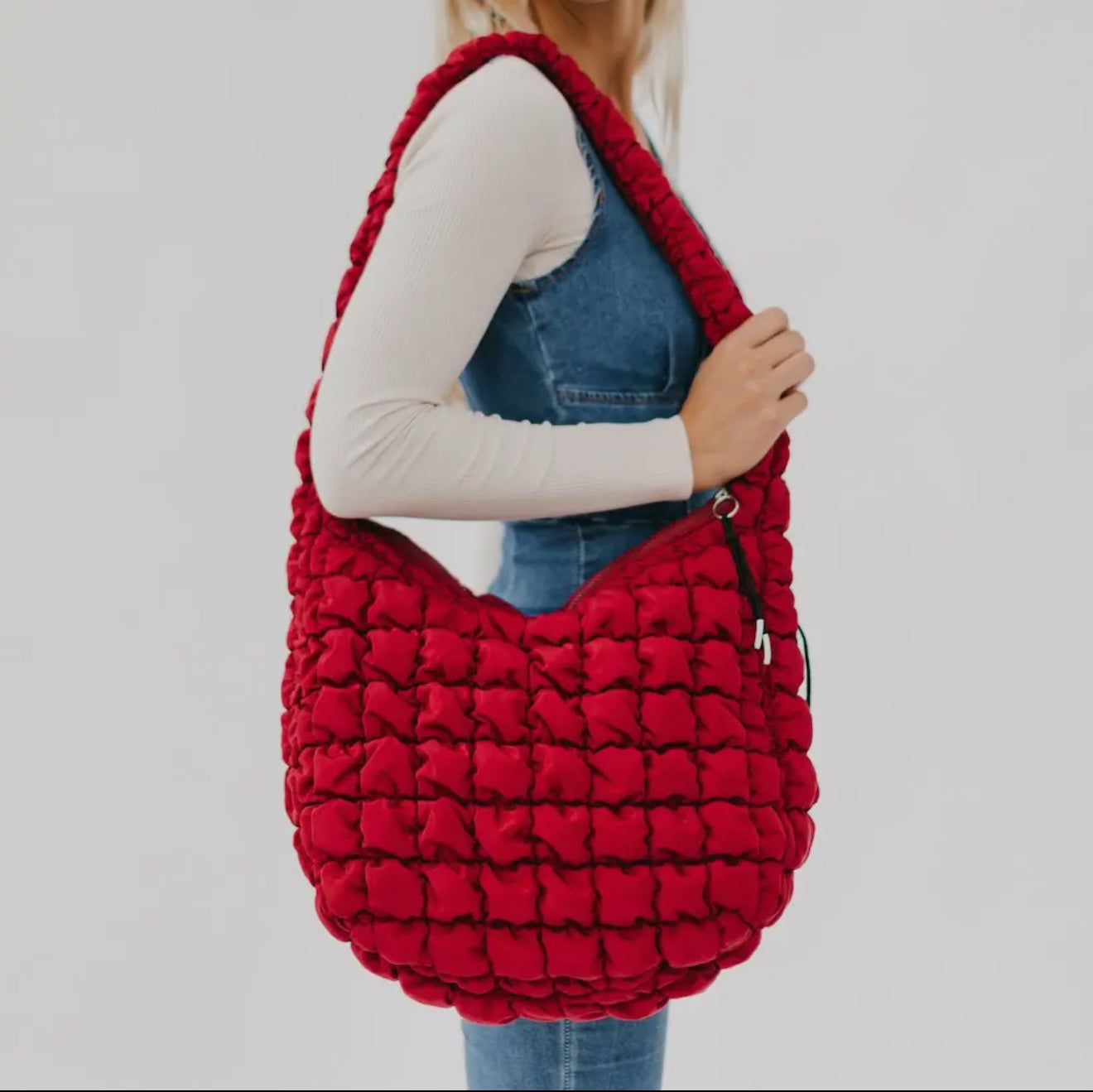 Carmen Quilted Hobo Tote Bag