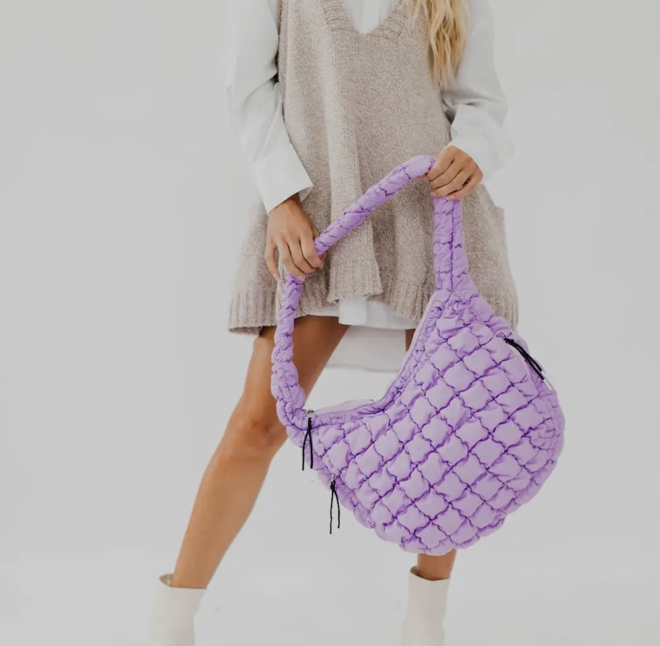 Carmen Quilted Hobo Tote Bag