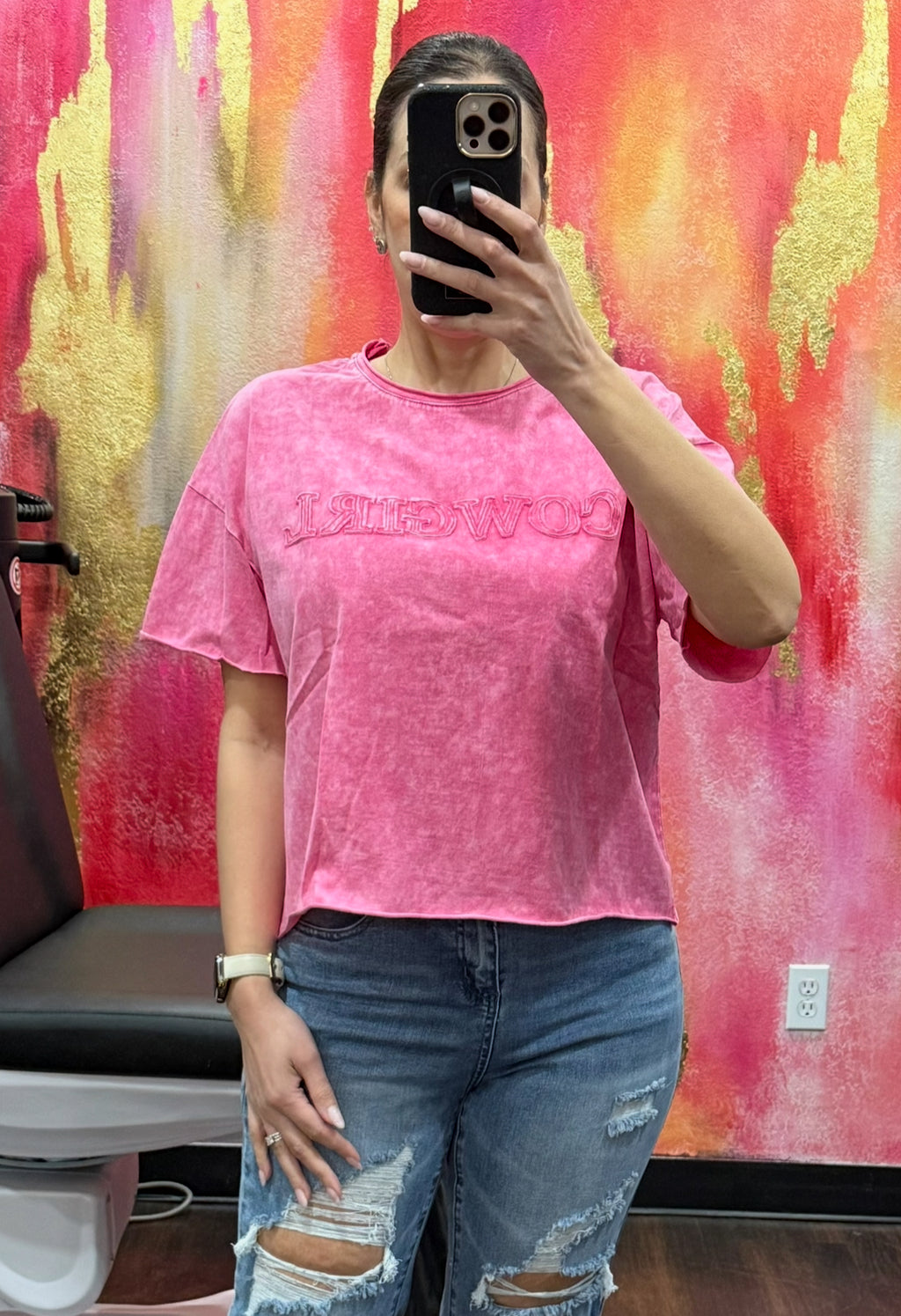 Cowgirl Acid Washed Tee