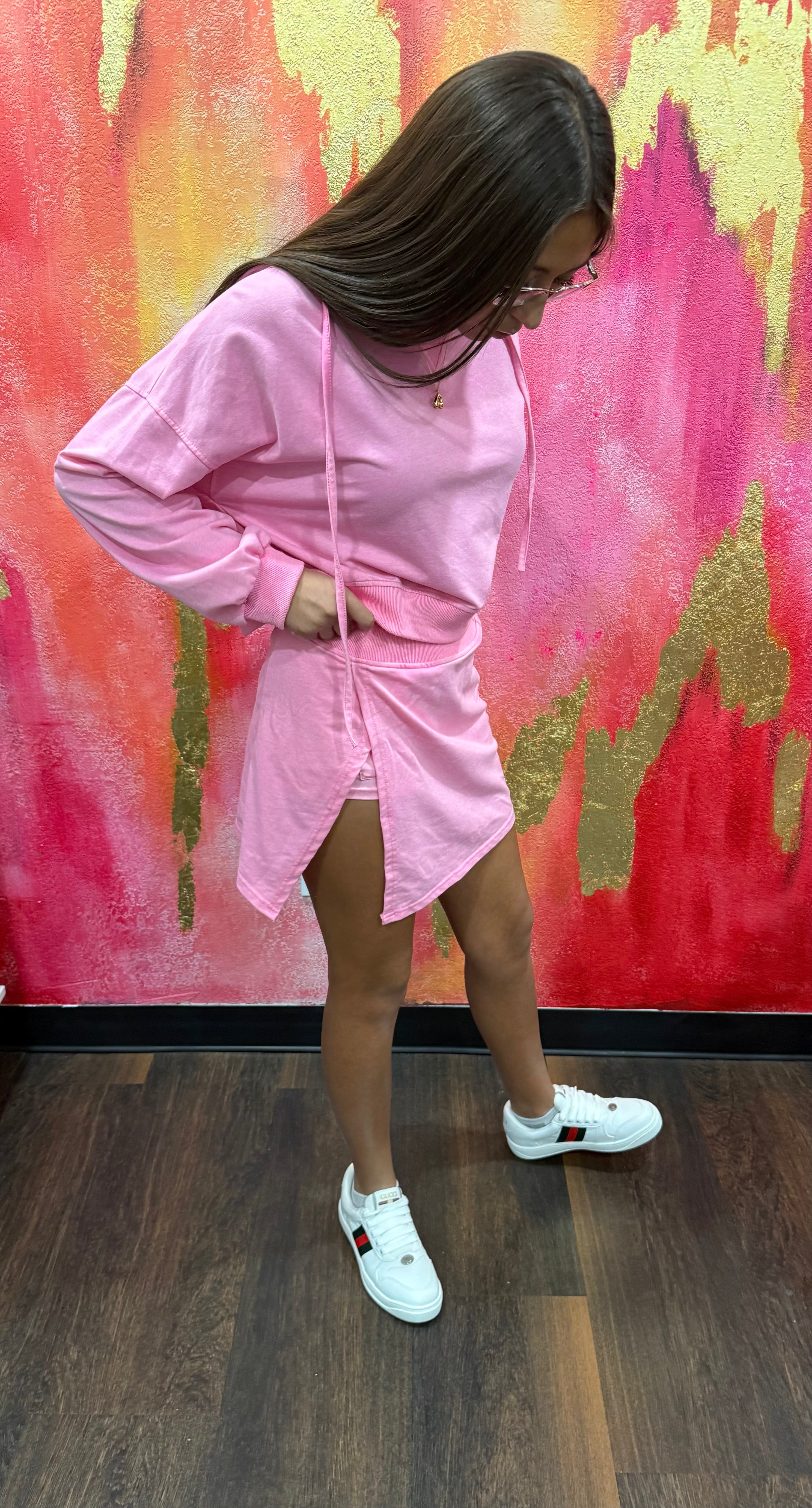 Hooded Top and Mini Skirt Set