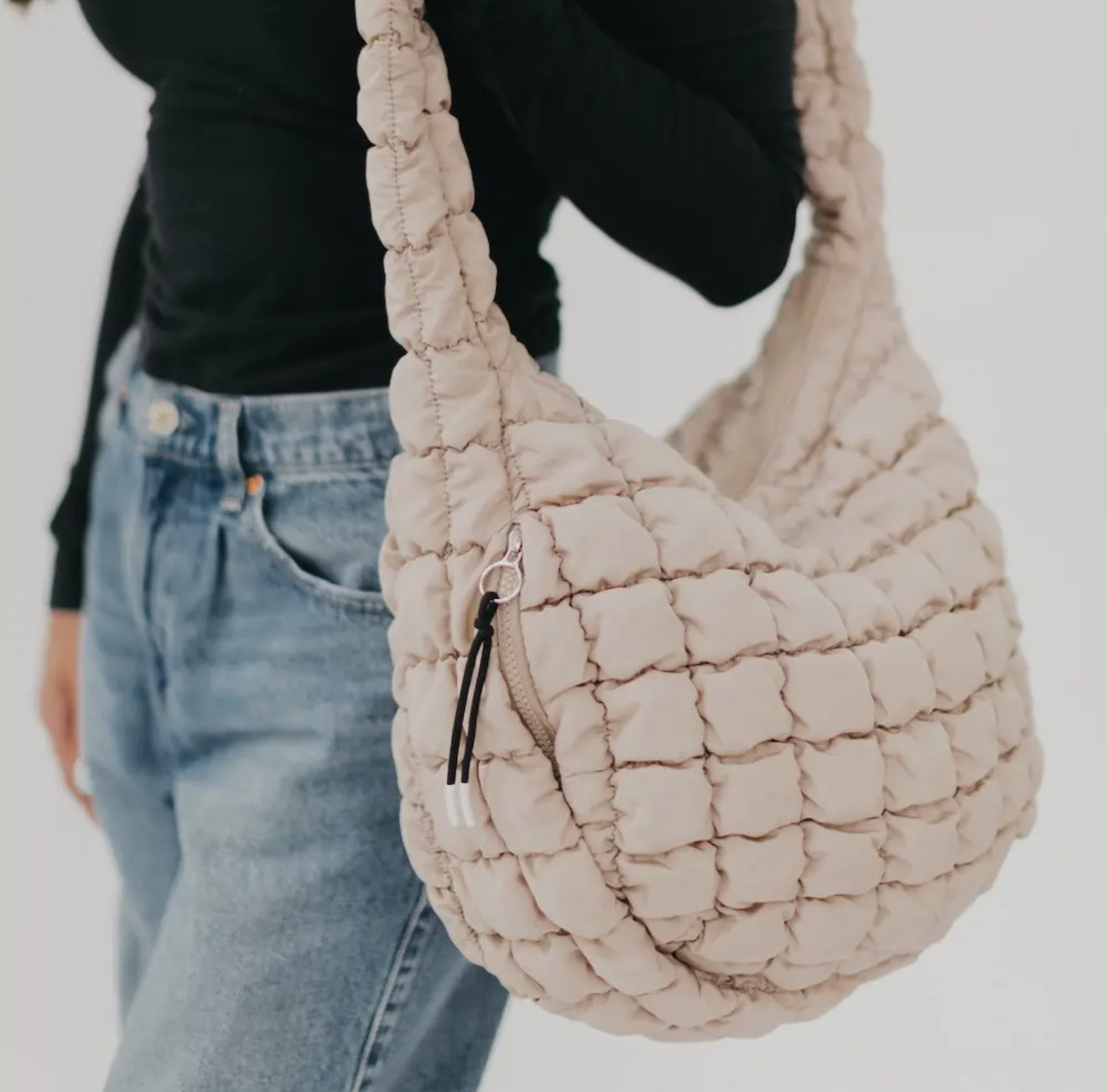 Carmen Quilted Hobo Tote Bag