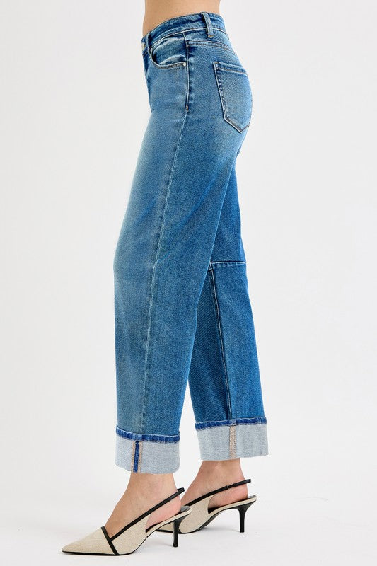 Slouchy Crop Barrel Cuffed Jean