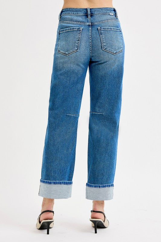 Slouchy Crop Barrel Cuffed Jean