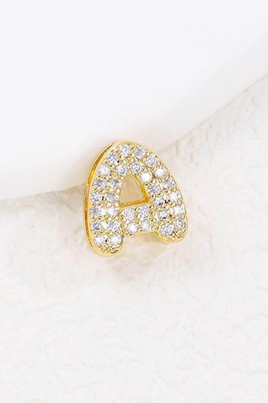 Gold Mini initial rhinestone necklace