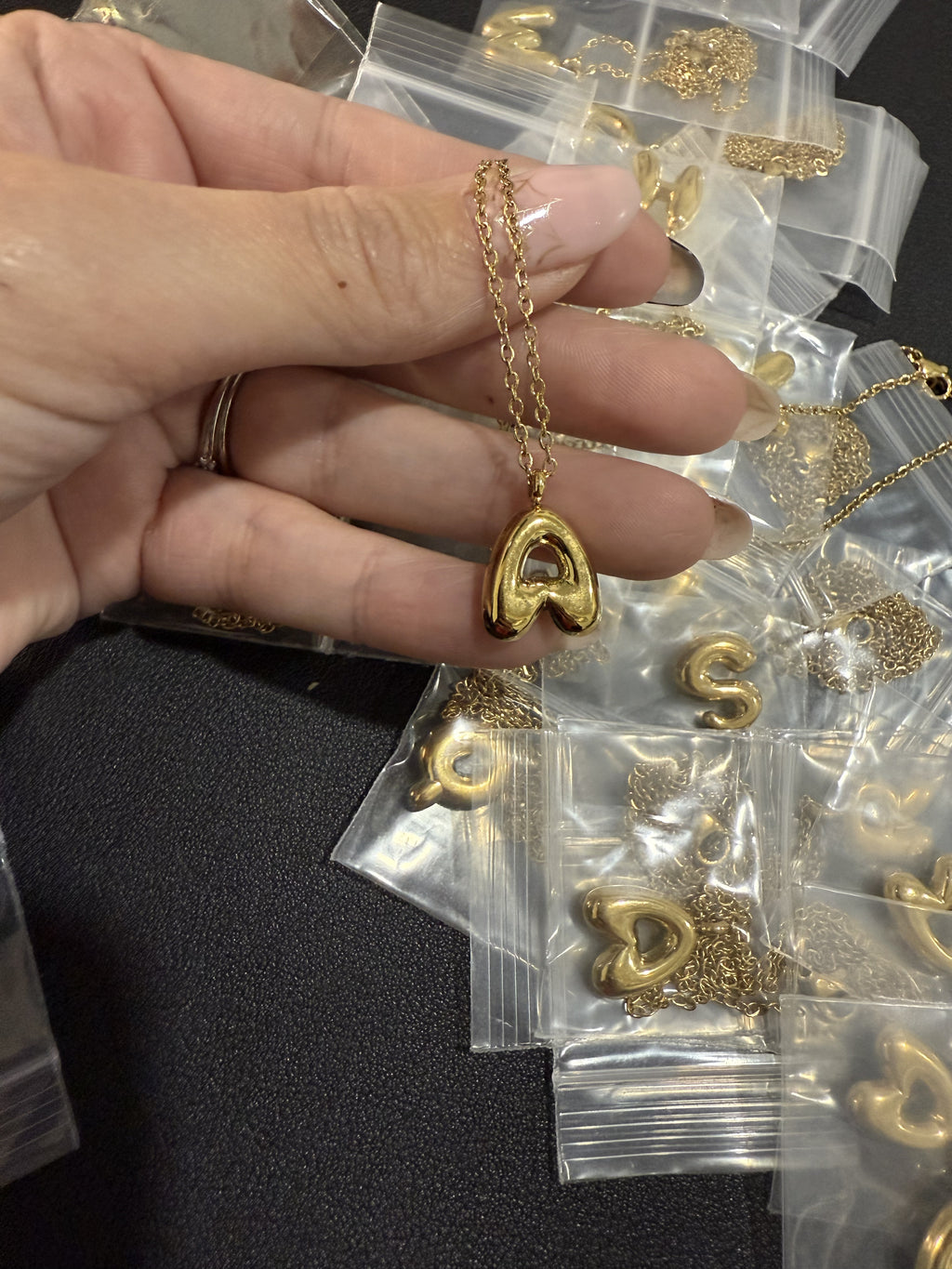 Bubble letter necklace