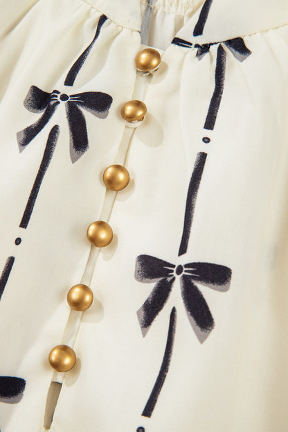 Bowknot Bubble Sleeve Mini Dress