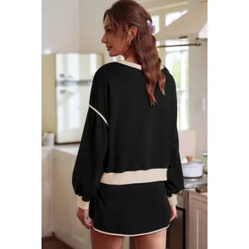 Pullover and Lace-Up Skirt Set