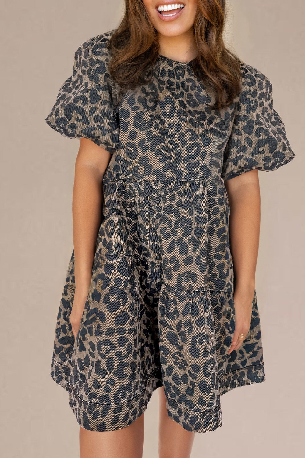 Denim Leopard Mini Dress