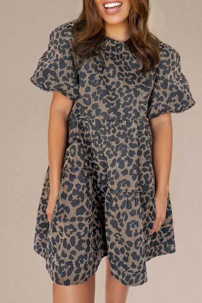 Denim Leopard Mini Dress