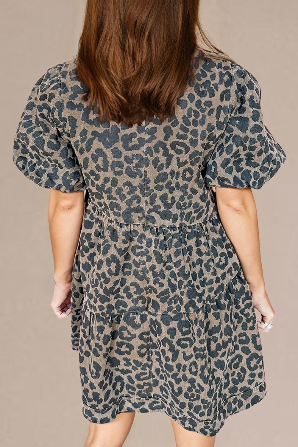 Denim Leopard Mini Dress