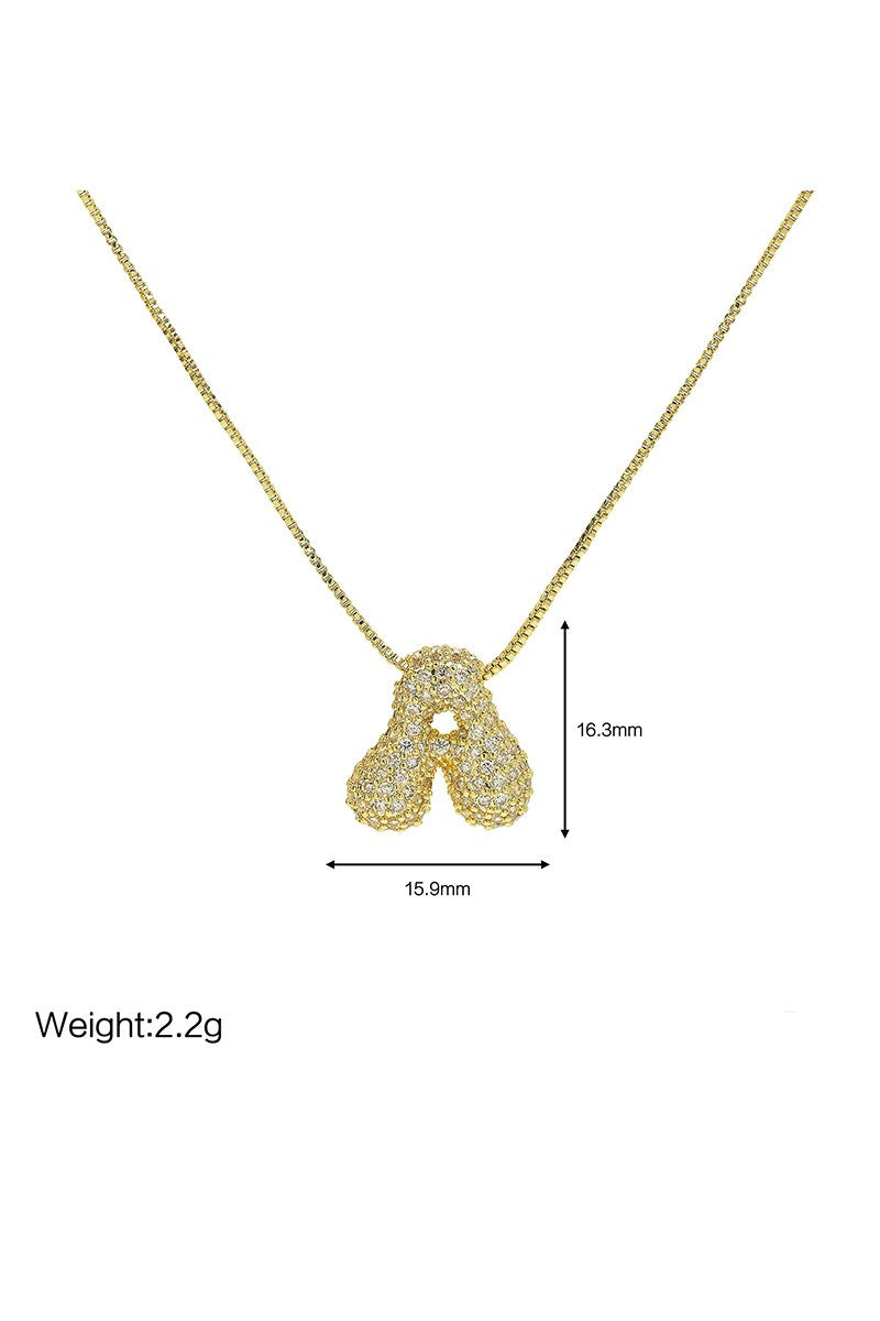 Rhinestone bubble letter necklace