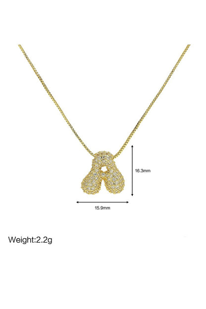 Rhinestone bubble letter necklace