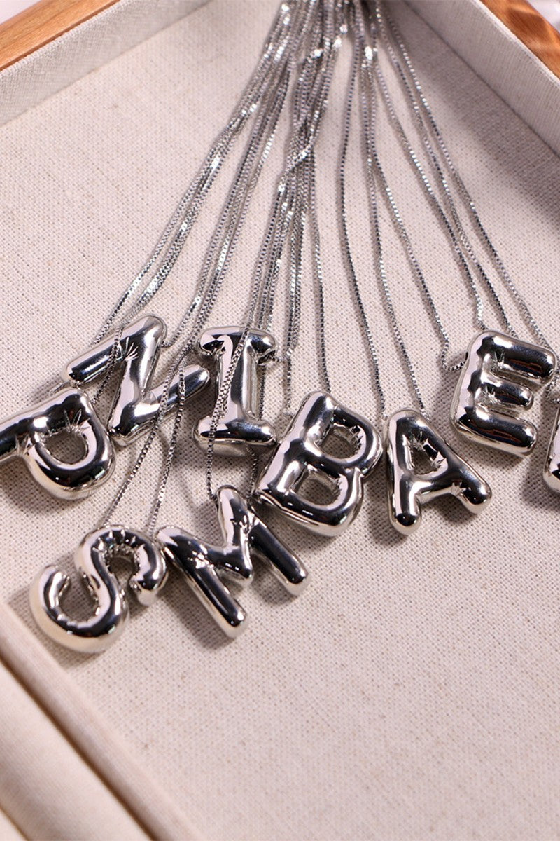 Silver Block letter necklaces