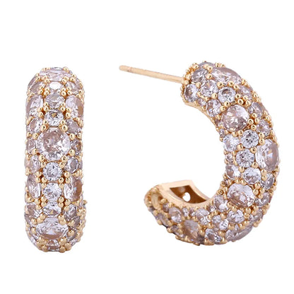 Half Hoop Paved Post Earrings