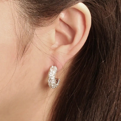 Half Hoop Paved Post Earrings