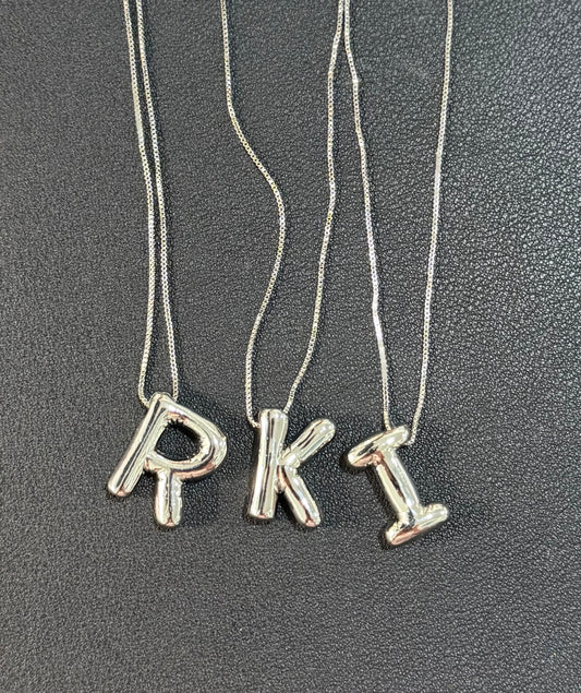 Silver Block letter necklaces