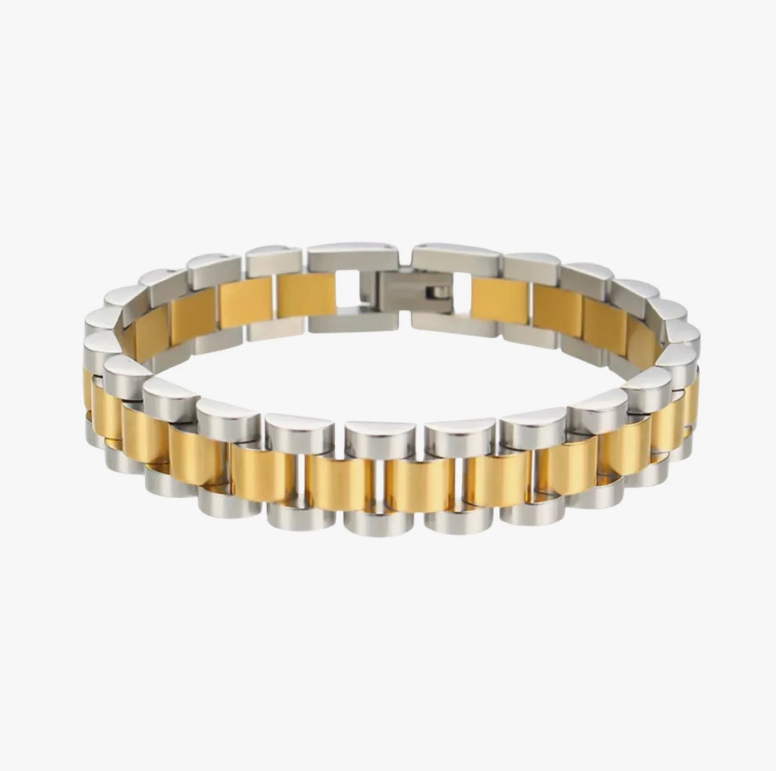 Two Toned Wristwatch Chain Bracelet