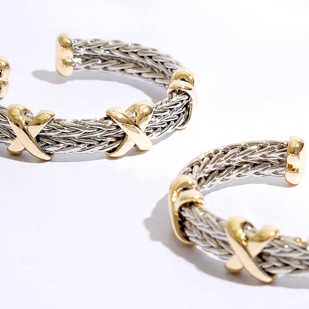 Braided Two Toned Bangle Bracelet