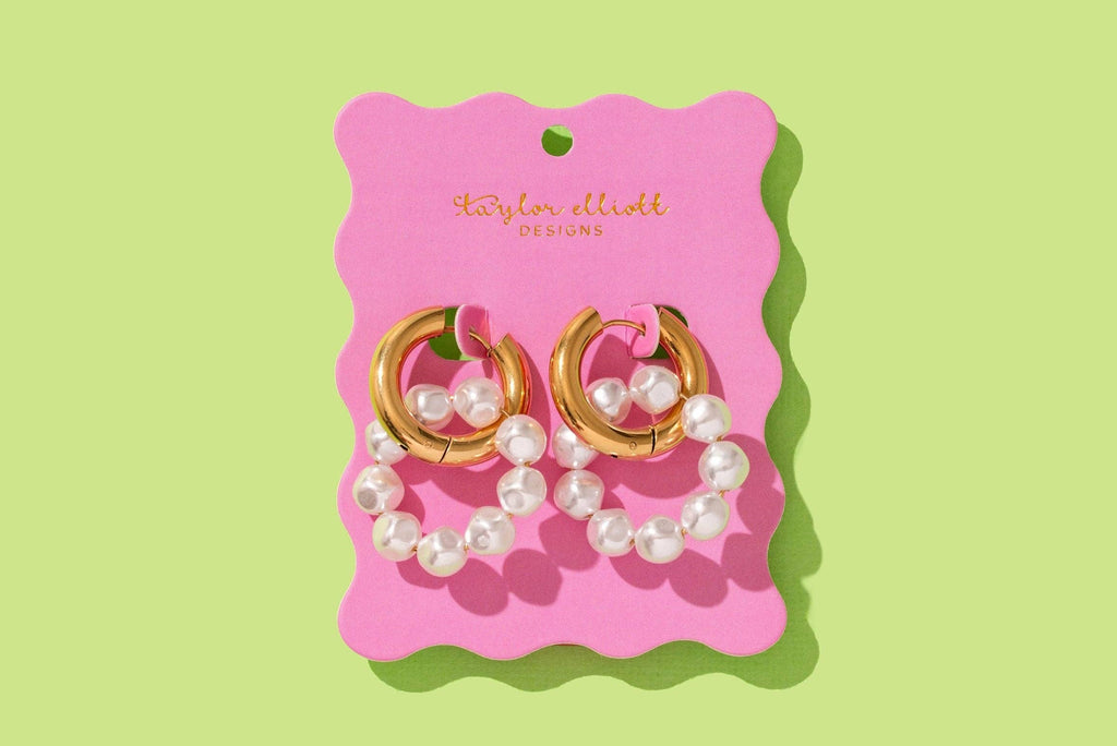Huggie Pearl Hoops