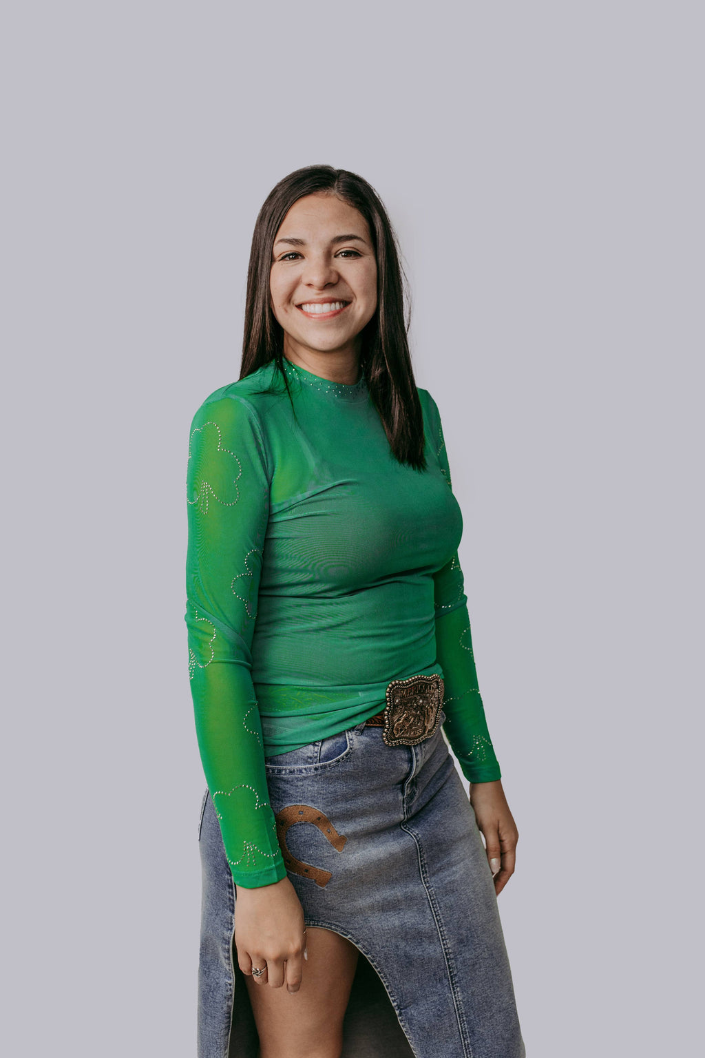 Lucky Rhinestones Mesh Top