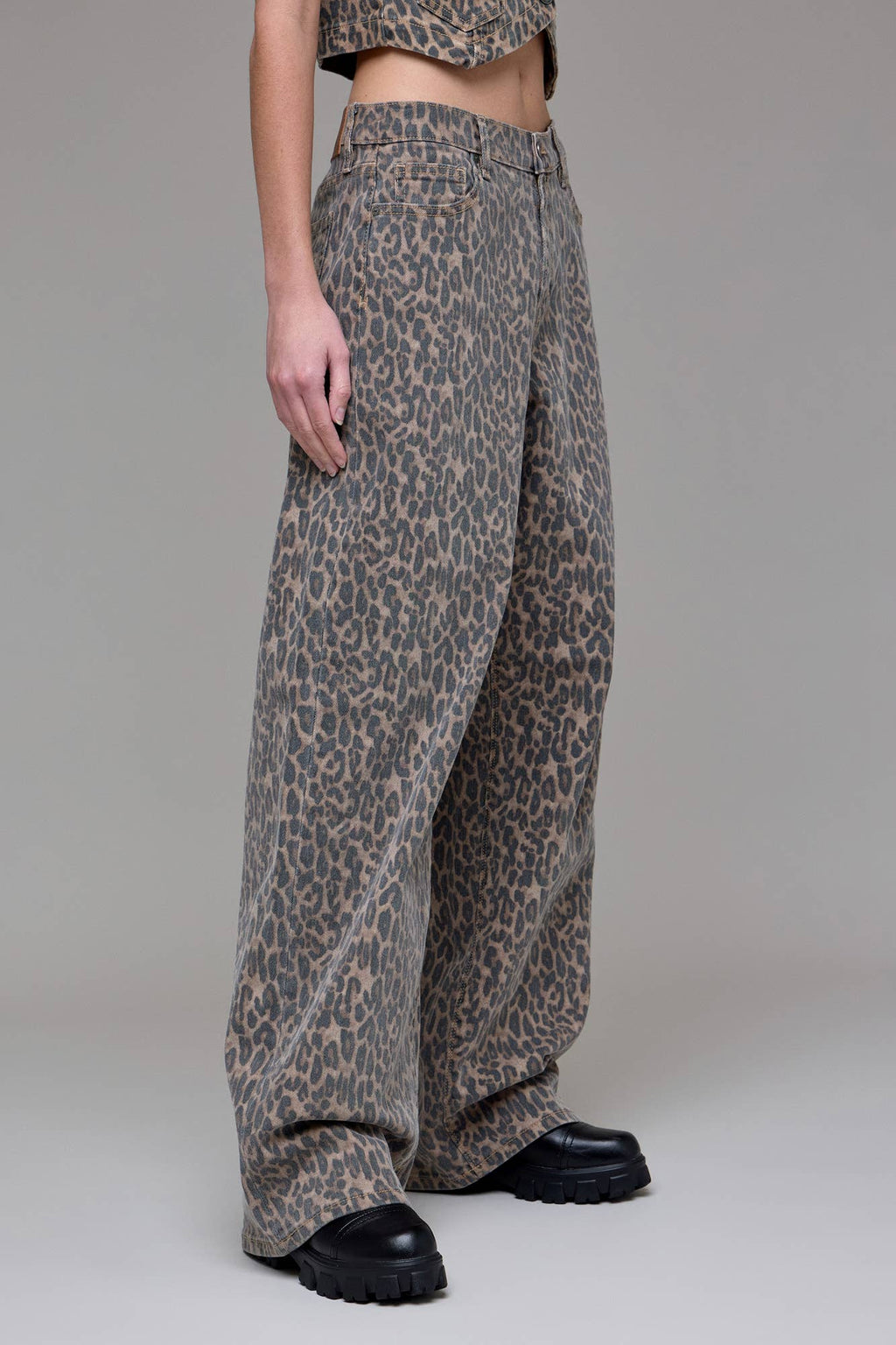 Cheetah Print Low Slung Baggy Jeans