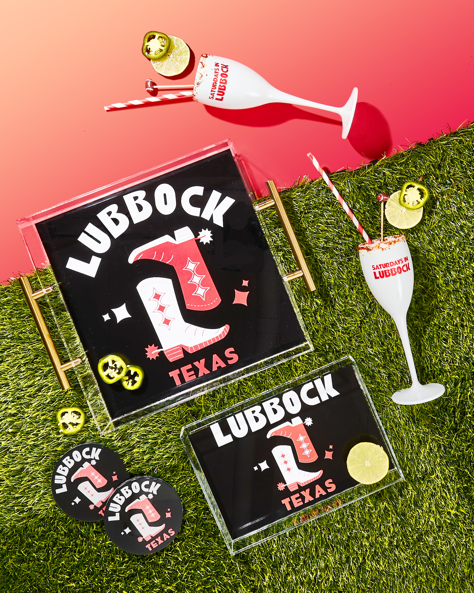 Lubbock | Large Acrylic Tray With Gold Handles