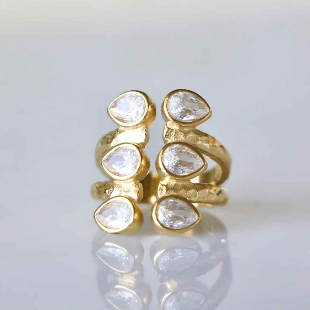 CZ Droplet Cuff Ring