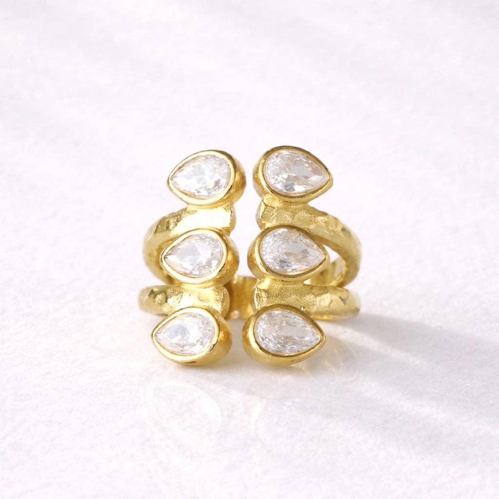 CZ Droplet Cuff Ring